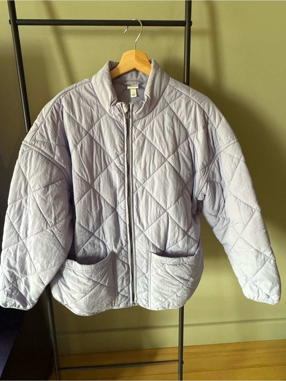 Light Lavender Quilted Zip-Front Jacket- large
